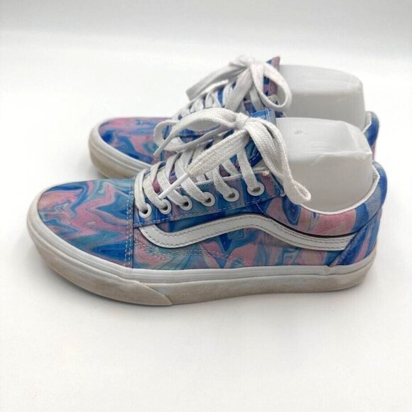Vans Authentic Old Skool Blue Pink Swirl Oil Slick Low Top Sneakers Size M 5.5 W - Picture 3 of 9